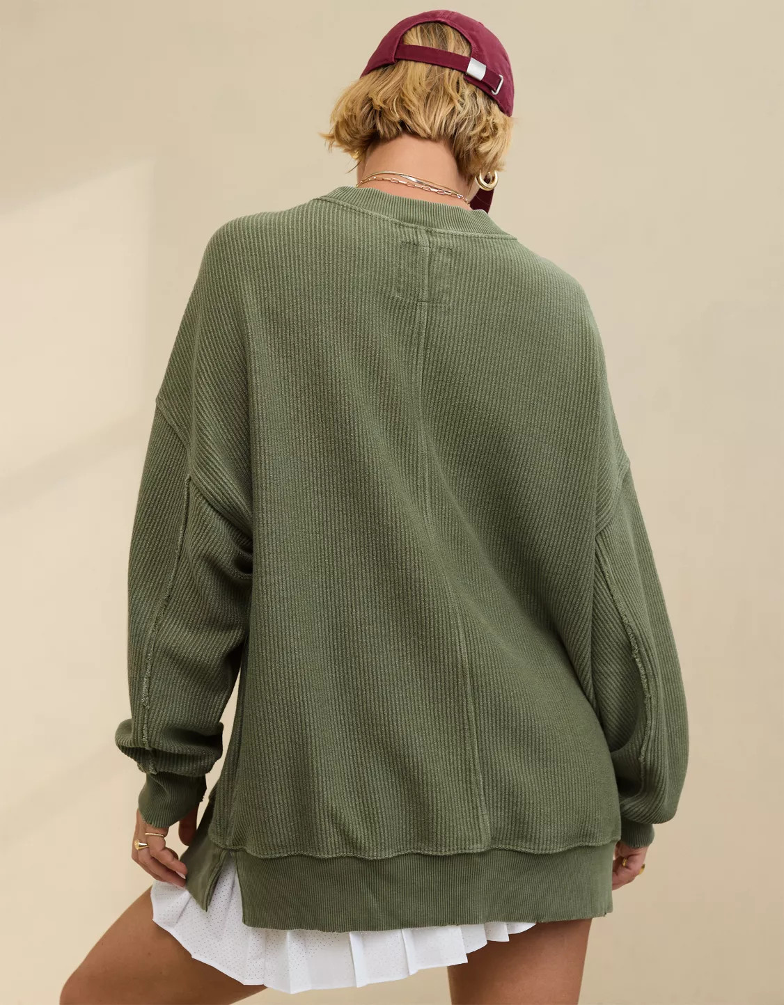 Aerie Big Chill Textured Crew Sweatshirt | American Eagle Outfitters (US & CA)