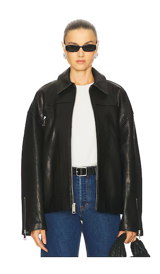 Alek Leather Moto in Black | Revolve Clothing (Global)
