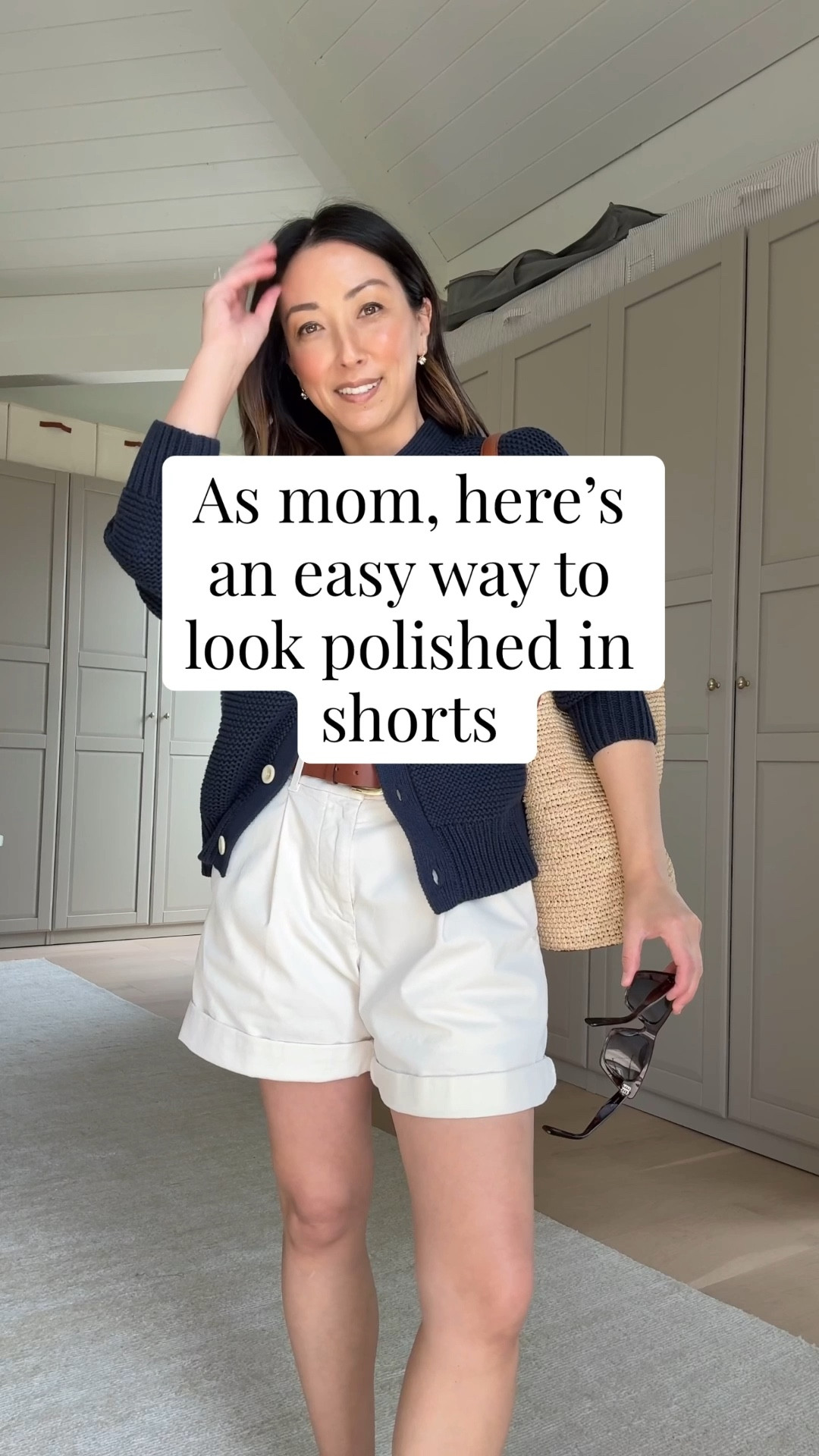 Love these shorts so much! They’re currently on sale. Polished and comfy! They do run big. So size down. 

Alex Mill cardigan small
Everlane box cut tee medium
Everlane shorts 0 
J.crew belt xs
Staud flats 35
J.crew bucket bag
Celine sunglasses 
Electric picks earrings 
Dorsey James necklace 15"

#LTKmomlife #LTKgrwm #LTKPetite