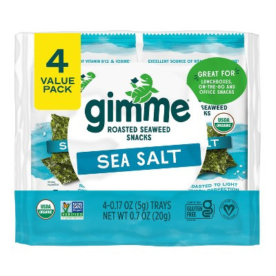 GimMe Organic Seaweed Sea Salt Snacks - 0.7oz/4pk | Target