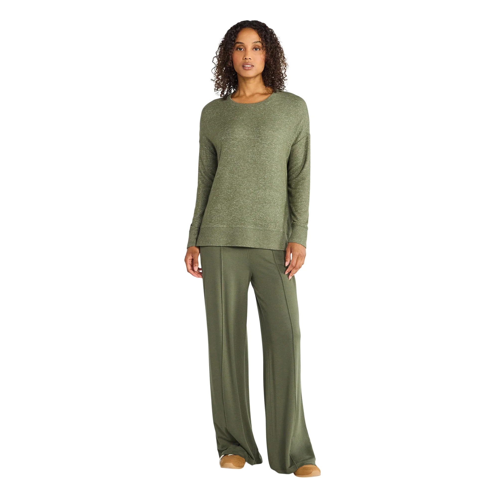 Time and Tru Women's Knit Wide Leg Pants, Sizes XS-XXXL | Walmart (US)