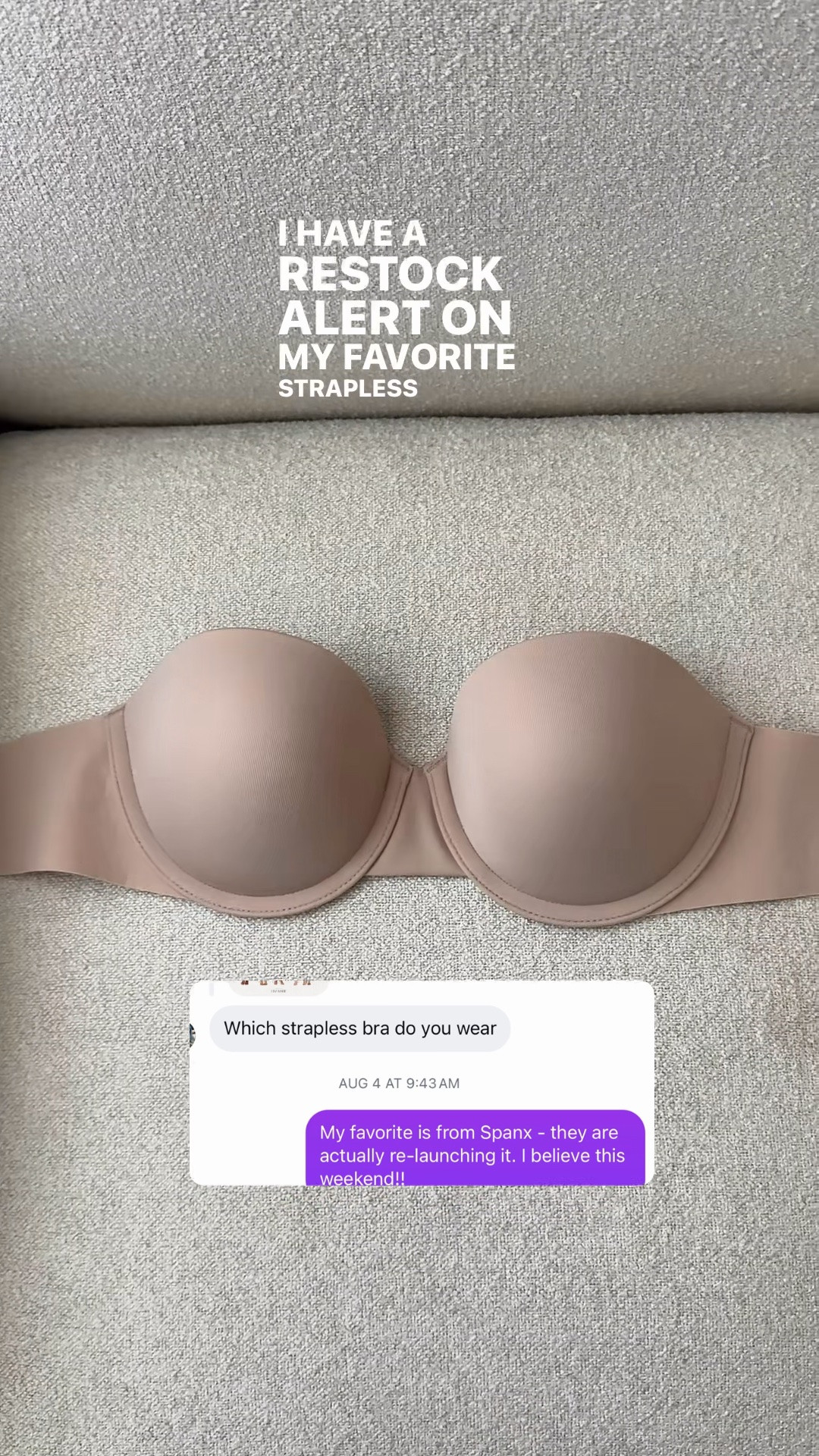 I love this strapless bra with gripping on the sides so it won’t slip down! TTS for me. Has some lift! Code LISAMARIEXSPANX on first time purchases.

#LTKootd #LTKgrwm #LTKmorningroutine