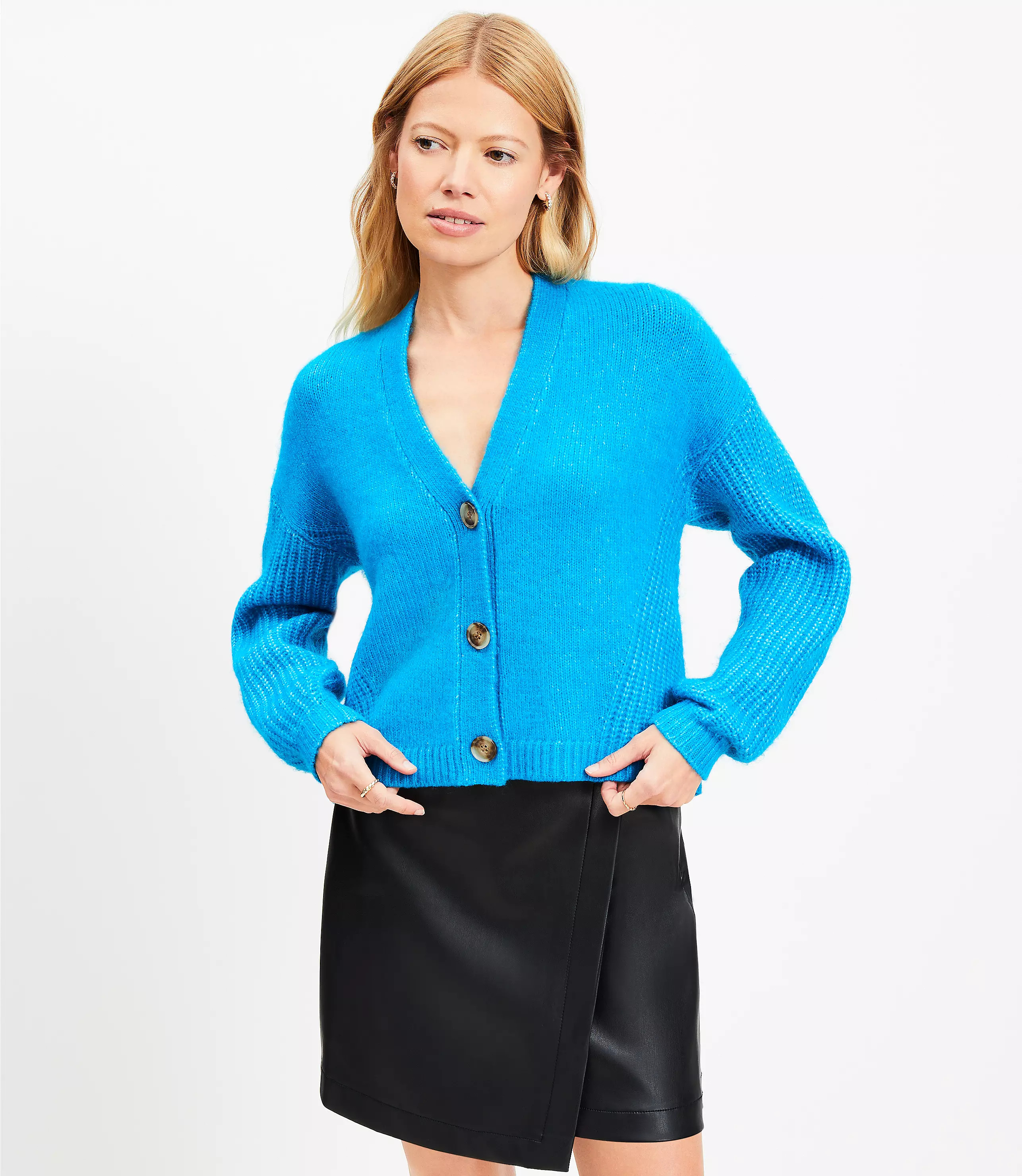 Fuzzy Chunky V-Neck Cardigan | LOFT