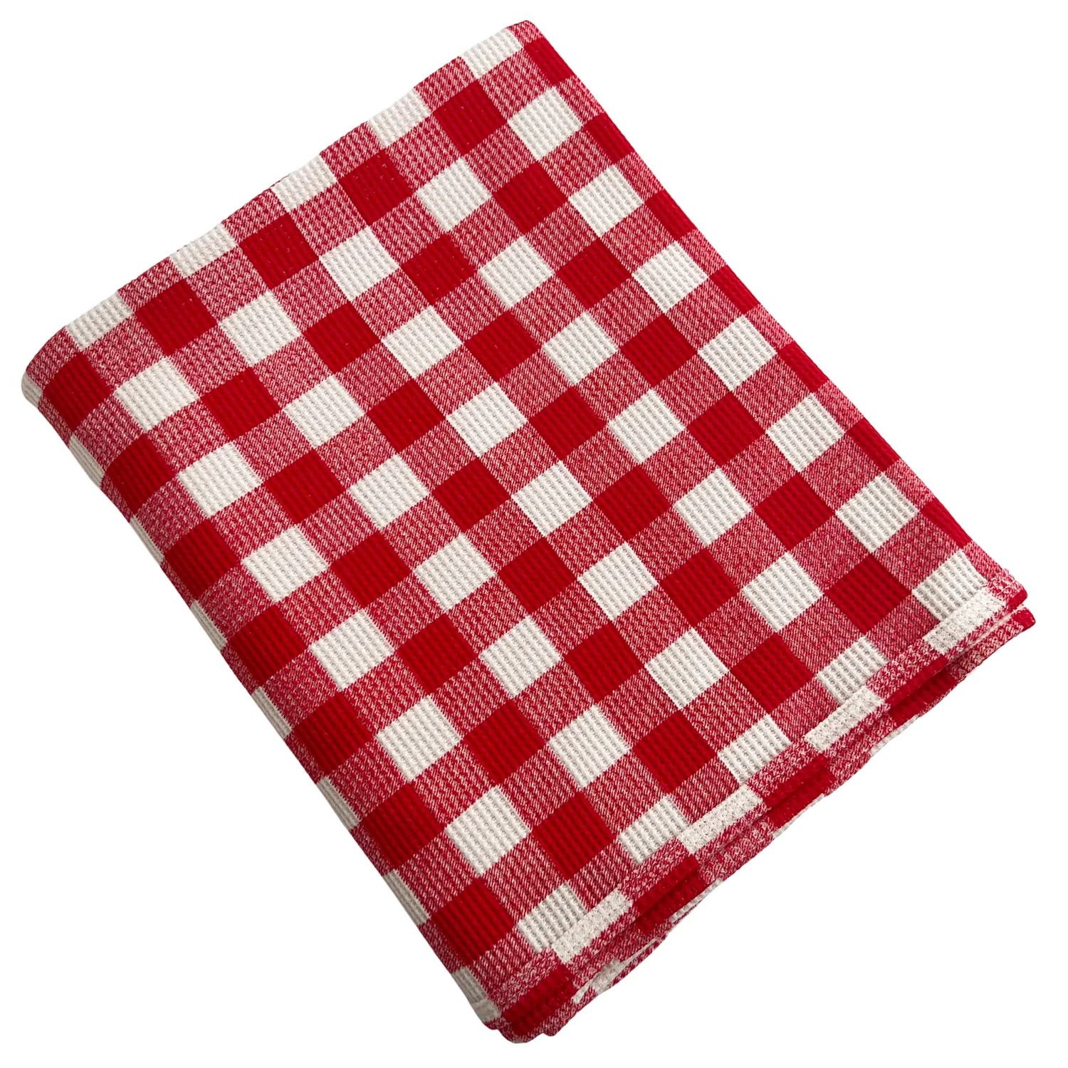 Organic Cotton Waffle Swaddle, Red Plaid | SpearmintLOVE
