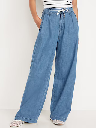 High-Waisted Super Wide-Leg Drapey Jeans | Old Navy (US)