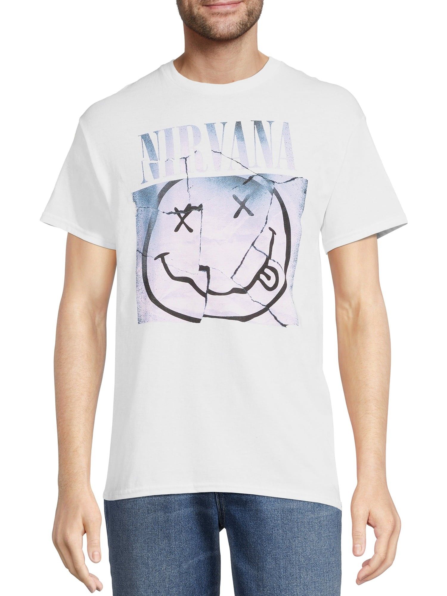 Nirvana Men's & Big Men's Smiley Face Graphic Band T-Shirt, Sizes S-3XL | Walmart (US)