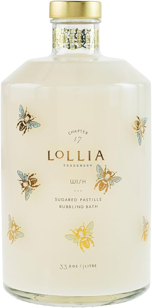 Lollia Wish Bubble Bath, 33.8 fl oz, Vanilla Bean, Rice Flower, Jasmine Leaves, & Sugar Cane, Lux... | Amazon (US)