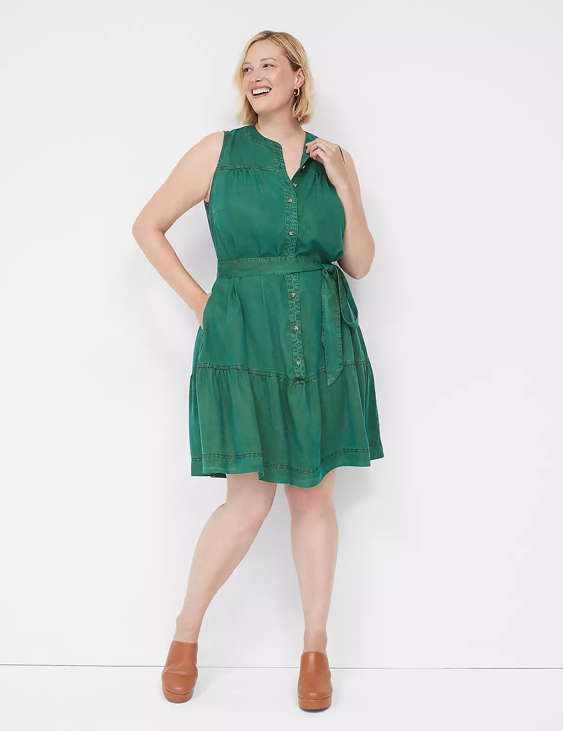 Button-Front Tie-Waist Dress | LaneBryant | Lane Bryant (US)