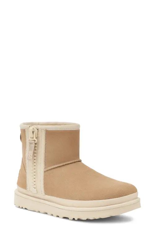 UGG(r) Mini Classic Zip Bootie in Mustard Seed/Natural Contrast at Nordstrom, Size 8 | Nordstrom