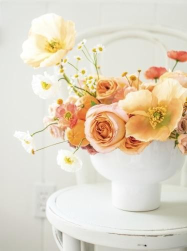 Peach Yellow Silk Poppy Flower - 23 | Afloral (US)