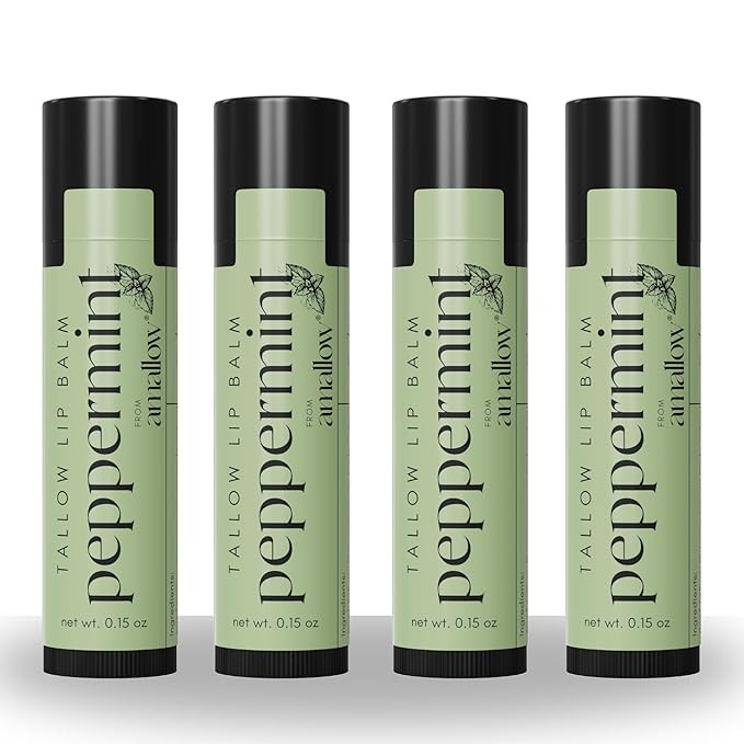 Amallow Peppermint Tallow Lip Balm (4 Pack) – Natural Lip Balm with Grass-Fed Tallow, Shea Butt... | Amazon (US)