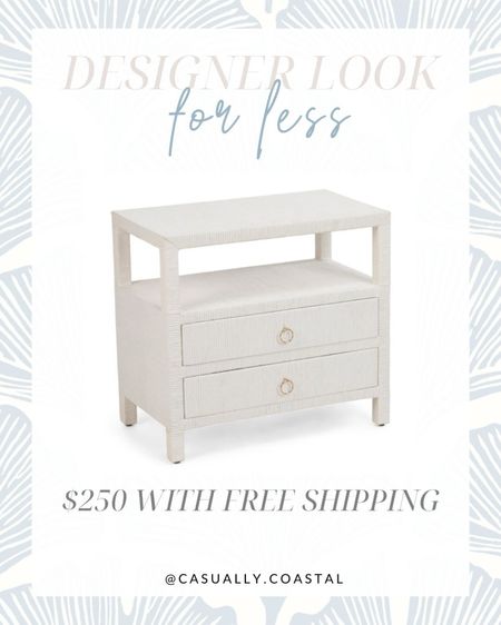 This gorgeous raffia, two drawer nightstand just popped up at T.J. Maxx and it's priced at just $250 with free shipping when you use code SHIP89! This style of nightstand typically retails for $1K plus, so I do think it will sell out quickly!
-
coastal nightstand, woven nightstand, coastal bedroom furniture, bedroom ideas, TJ maxx finds, designer look for less, neutral nightstands, primary bedroom nightstands, luxe look for less, master bedroom nightstands, nightstands with drawers, large nightstands, beach house furniture, beach house bedroom, beach house nightstands

#LTKhome #LTKstyletip