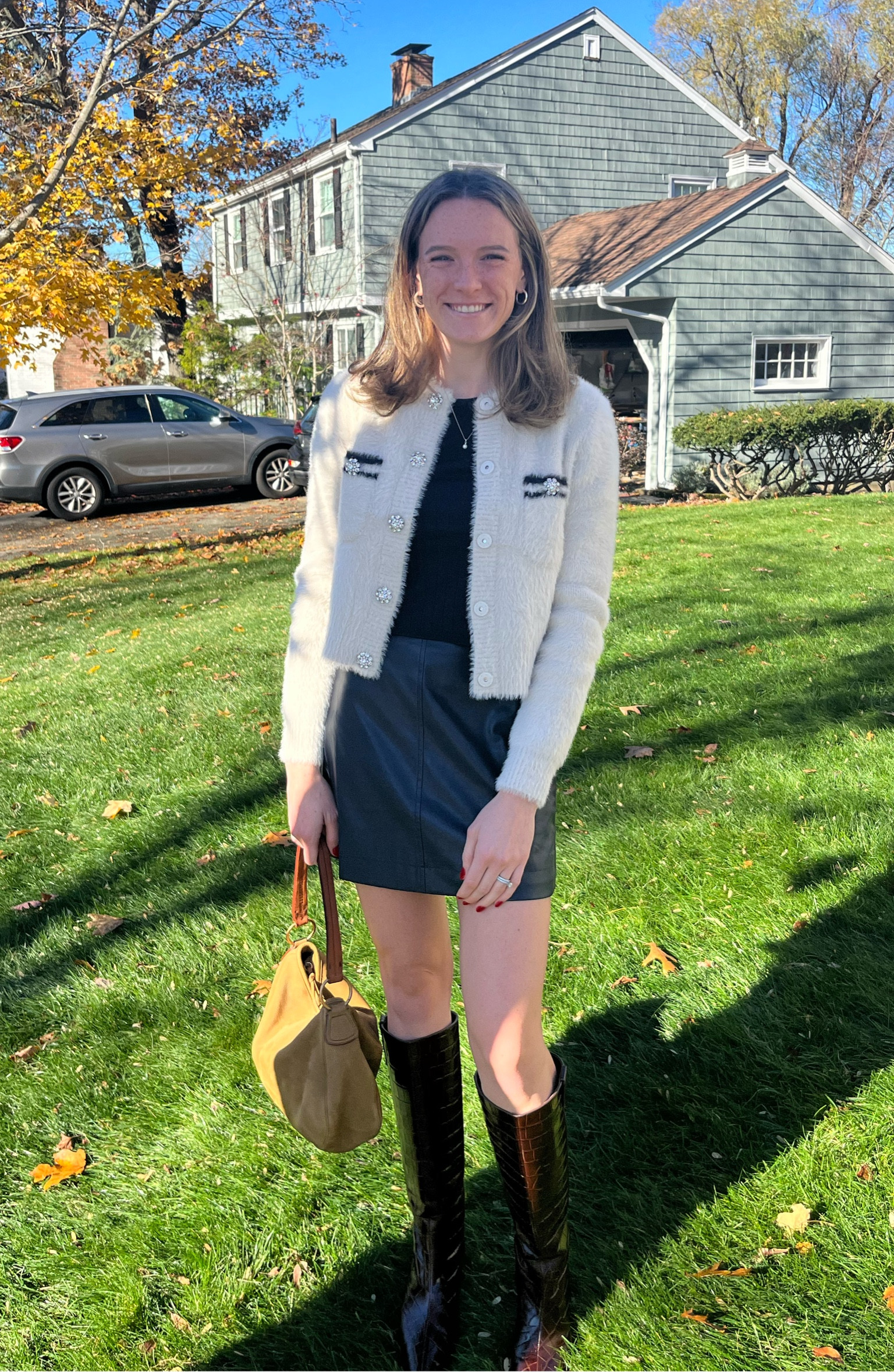 cute winter skirt outfit :) 

Winter outfit | skirt outfit | leather skirt outfit | navy outfit | feminine outfit | glitter sweater | embellished sweater 

#LTKstyletip #LTKSeasonal