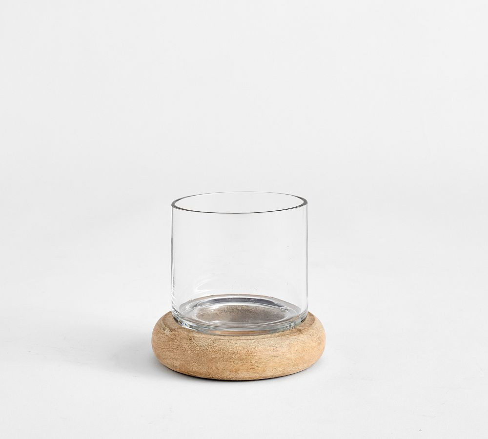 Laguna Mango Wood Hurricane Candle Holder | Pottery Barn (US)