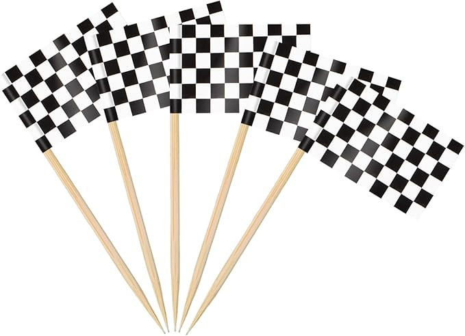 AhfuLife 100 Pcs Checkered Racing Flags Toothpick, Black and White Toothpick Flags Cupcake Topper... | Amazon (US)