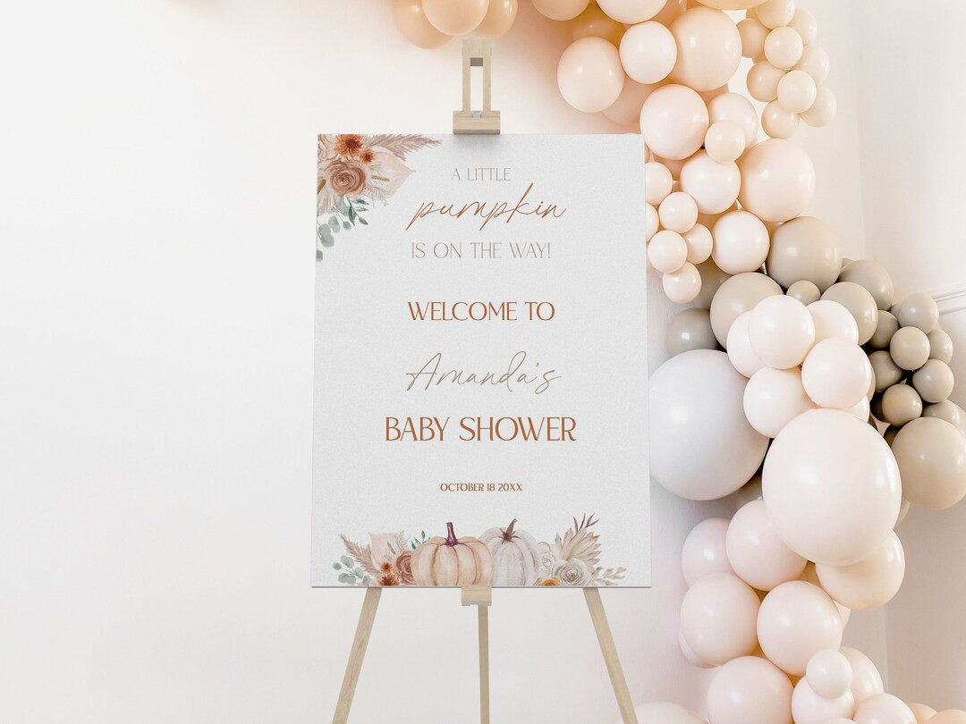 Little Pumpkin Baby Shower Welcome Sign Editable Neutral Boho Pumpkin Fall Baby Shower Welcome Po... | Etsy (US)