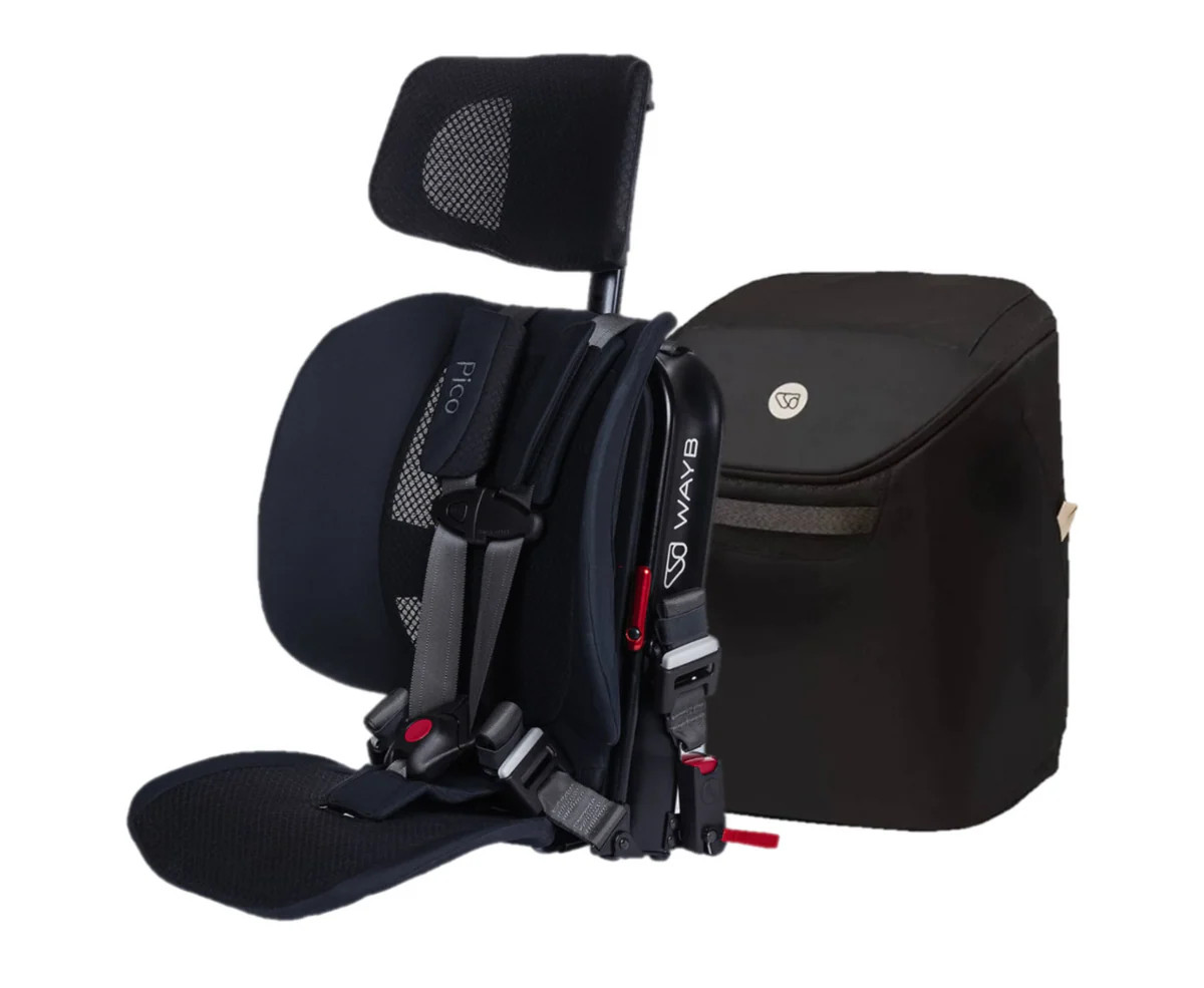 WAYB Pico Portable Car Seat Bundle, Jet, 2024, with Carry Bag | GoodBuy Gear