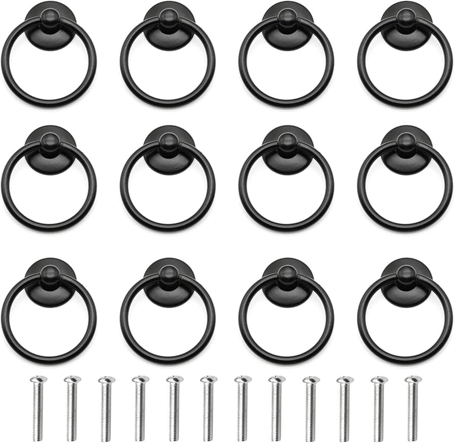 12 Pieces Drawer Pull Ring Knobs Metal Ring Pull Handle Knobs Used for Cabinet Drawer Cupboard Dr... | Amazon (US)