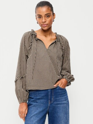 Long-Sleeve Ruffle Trim Top | Old Navy (US)