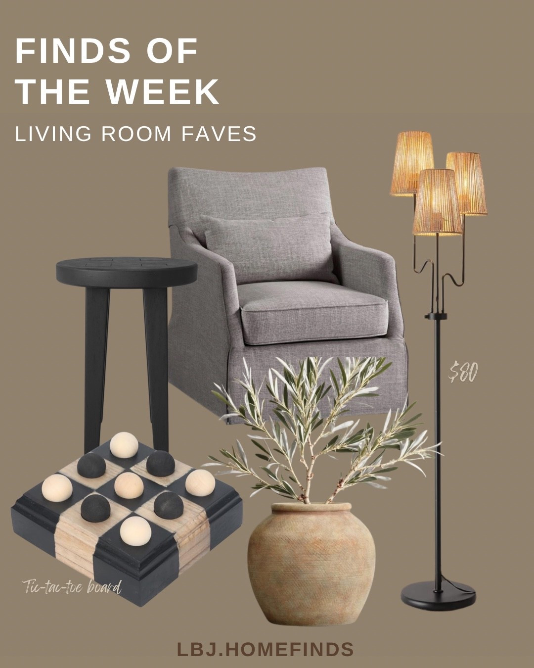 Living Room Finds of the Week 🤎 Luxury Style for Less

Sharing a few of my favorite neutral living room finds that look designer but are budget friendly. These pieces are perfect for creating a cozy, elevated living room aesthetic without the luxury price tag.

Featured finds:
• Neutral accent chair
• Sculptural black side table
• Designer-style floor lamp
• Decorative tic-tac-toe board for coffee table styling
• Olive tree in neutral pottery vase

These pieces are perfect for neutral homes, modern organic interiors, and cozy living room styling.

Everything is linked in my LTK storefront for easy shopping.

#ltkhome #neutralhome #livingroomdecor #homefinds #luxuryforless #affordabledecor #amazonhomefinds