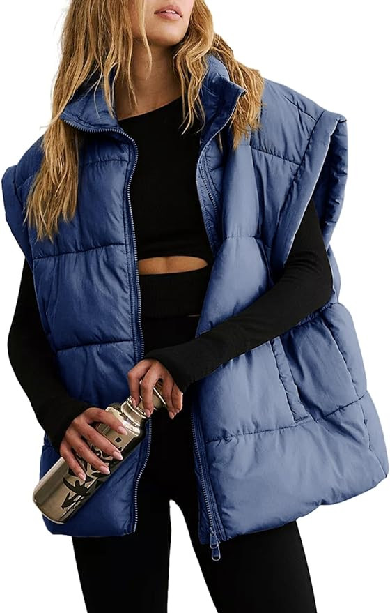 Dokotoo Women's Casual Winter Oversized Puffer Vest Stand Collar Flysleeve Insulated Padded Puffy... | Amazon (US)