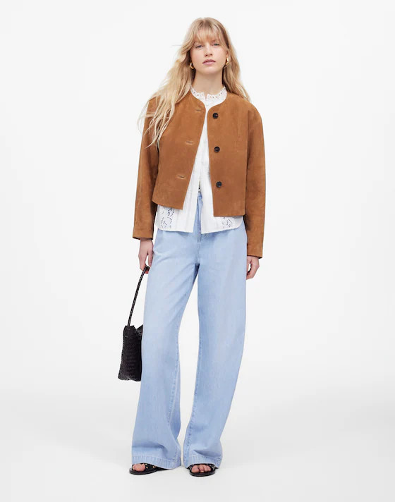 Crop Cardigan Jacket in Suede | Madewell