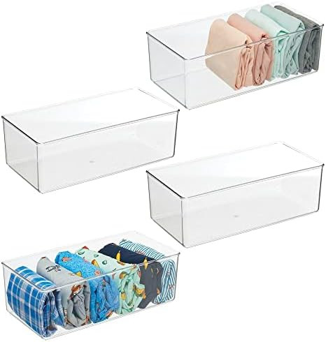 mDesign Long Plastic Drawer Organizer Box, Storage Organizer Bin Container; for Closets, Bedrooms... | Amazon (US)