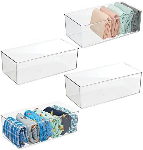 mDesign Long Plastic Drawer Organizer Box, Storage Organizer Bin Container; for Closets, Bedrooms, U | Amazon (US)