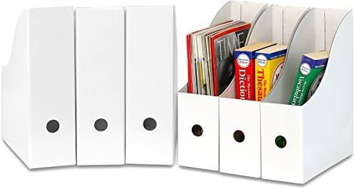 Simple Houseware White Magazine File Holder Organizer Box (Pack of 6) | Amazon (US)