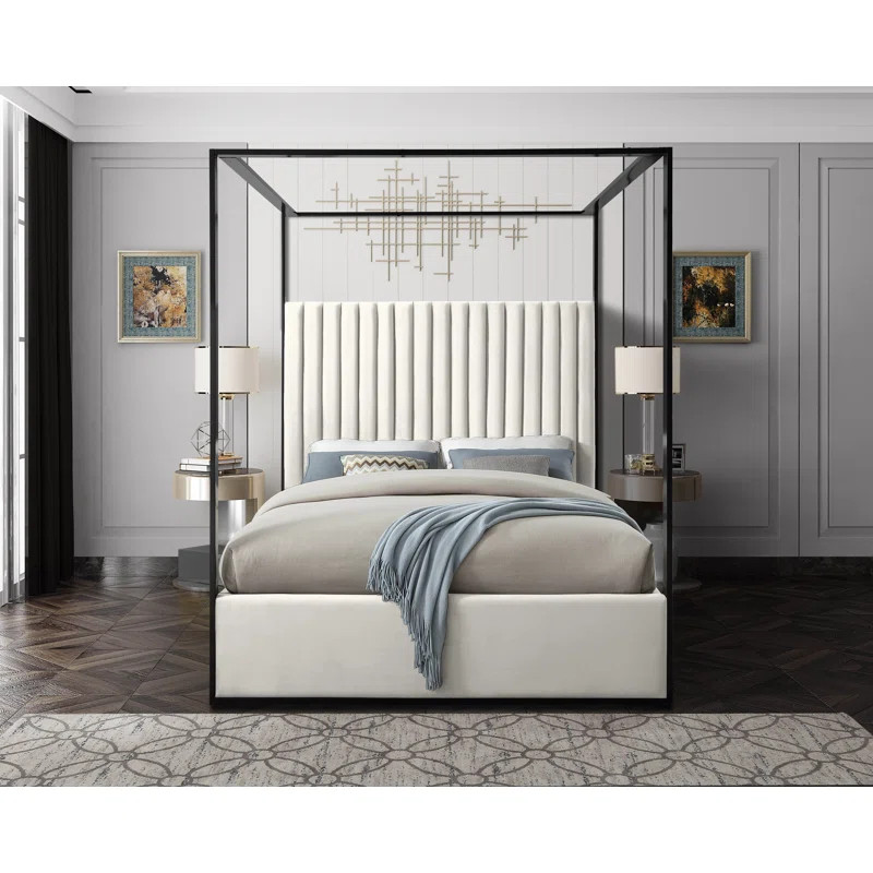 Tessa Tufted Upholstered Low Profile Canopy Bed | Wayfair North America
