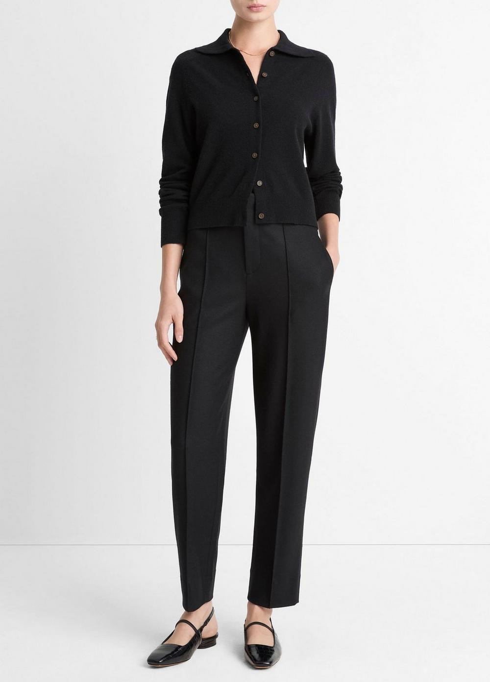 Women's Italian Wool-Blend High-Waist Carrot-Leg Trouser, Black, Size 16 Vince | Vince LLC
