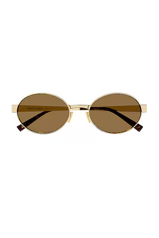 Saint Laurent Round Sunglasses in Gold & Brown | FWRD | FWRD 