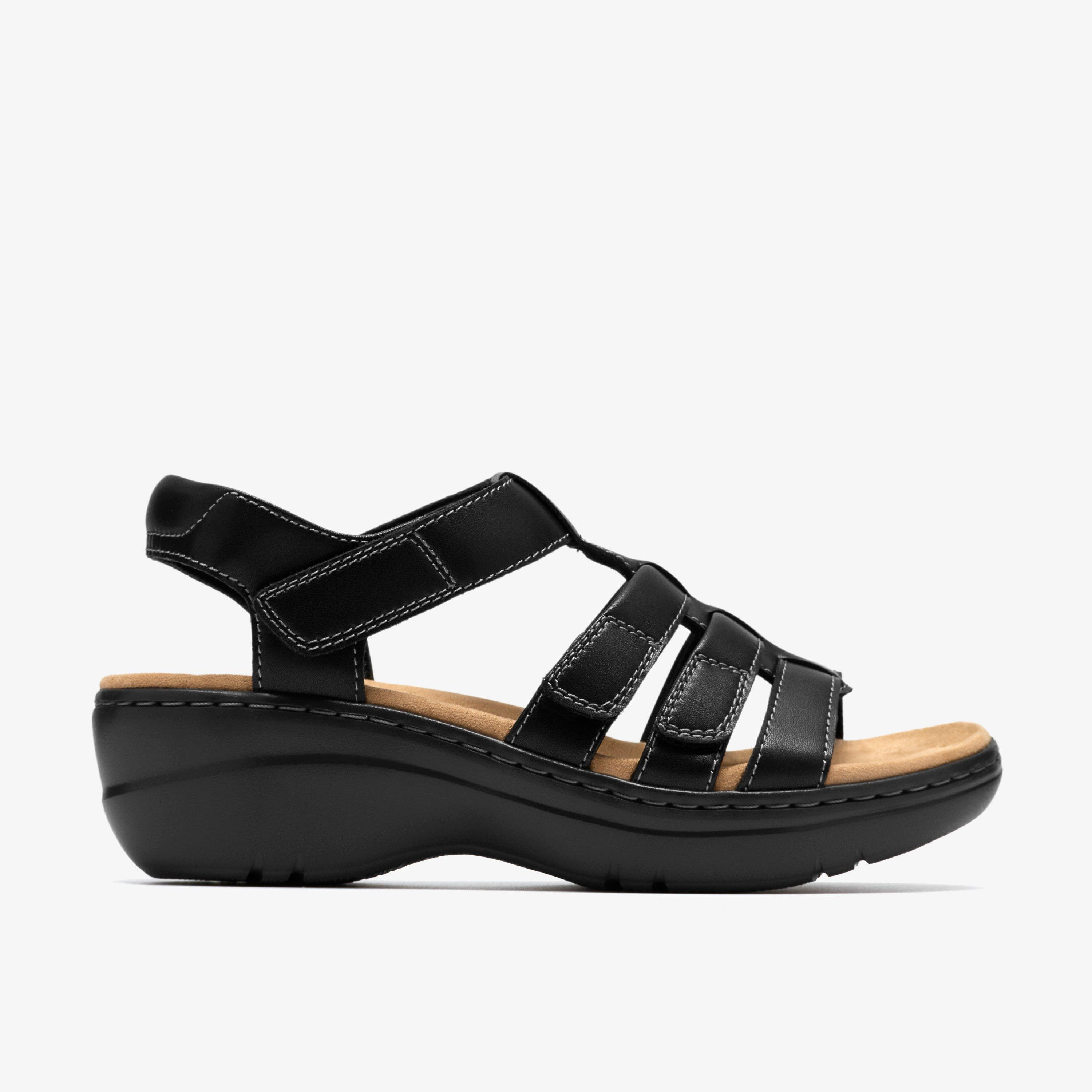 Womens Merliah2 Ruby Black Leather Wedges | Clarks | Clarks (US)