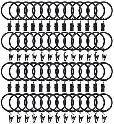 Lansian 100pcs Rustproof Drapery Matte Stainless Steel Metal Curtain Rings with Clips 1.5 inch Dr... | Amazon (US)