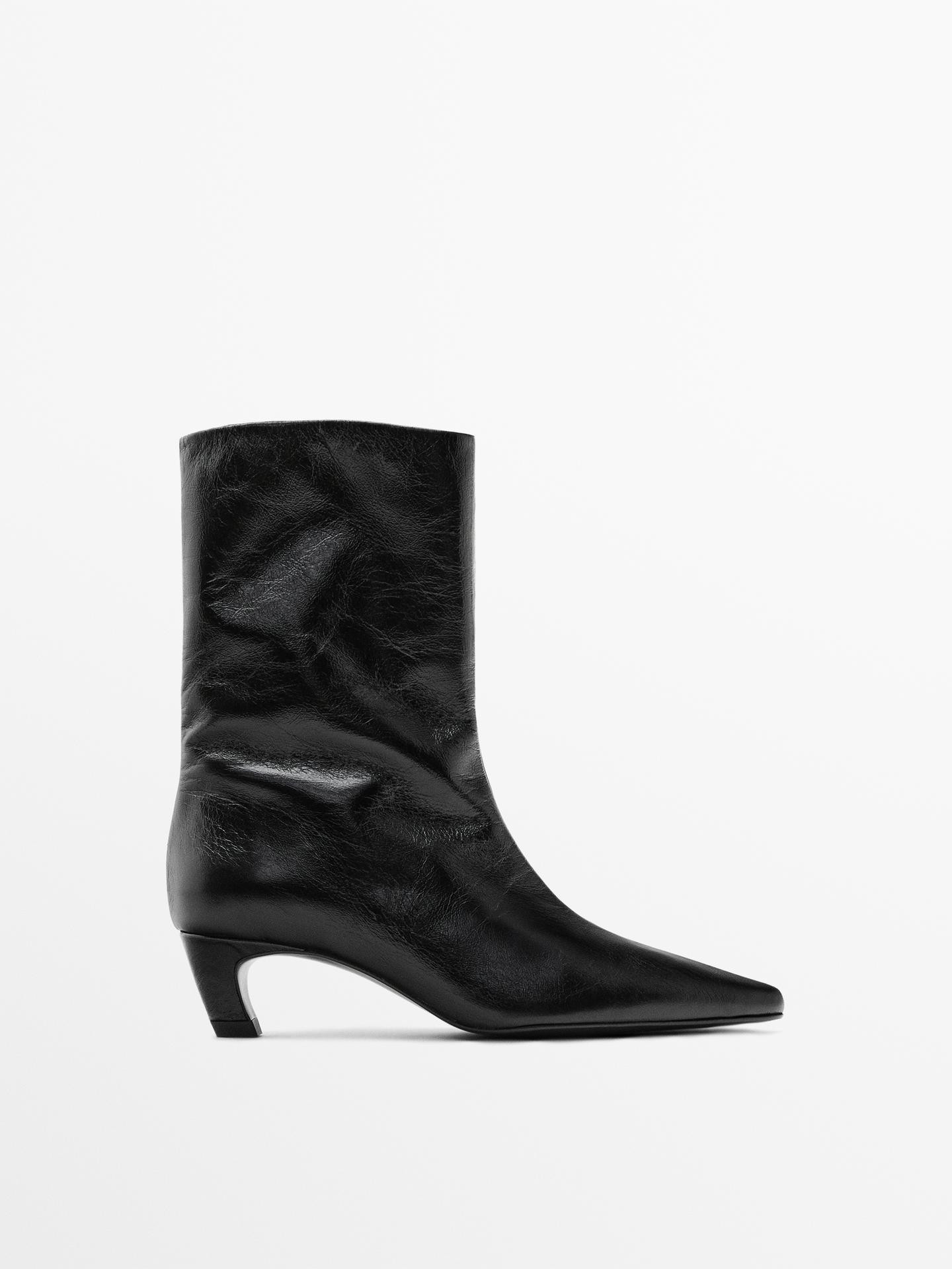 Leather high heel ankle boots | Massimo Dutti US