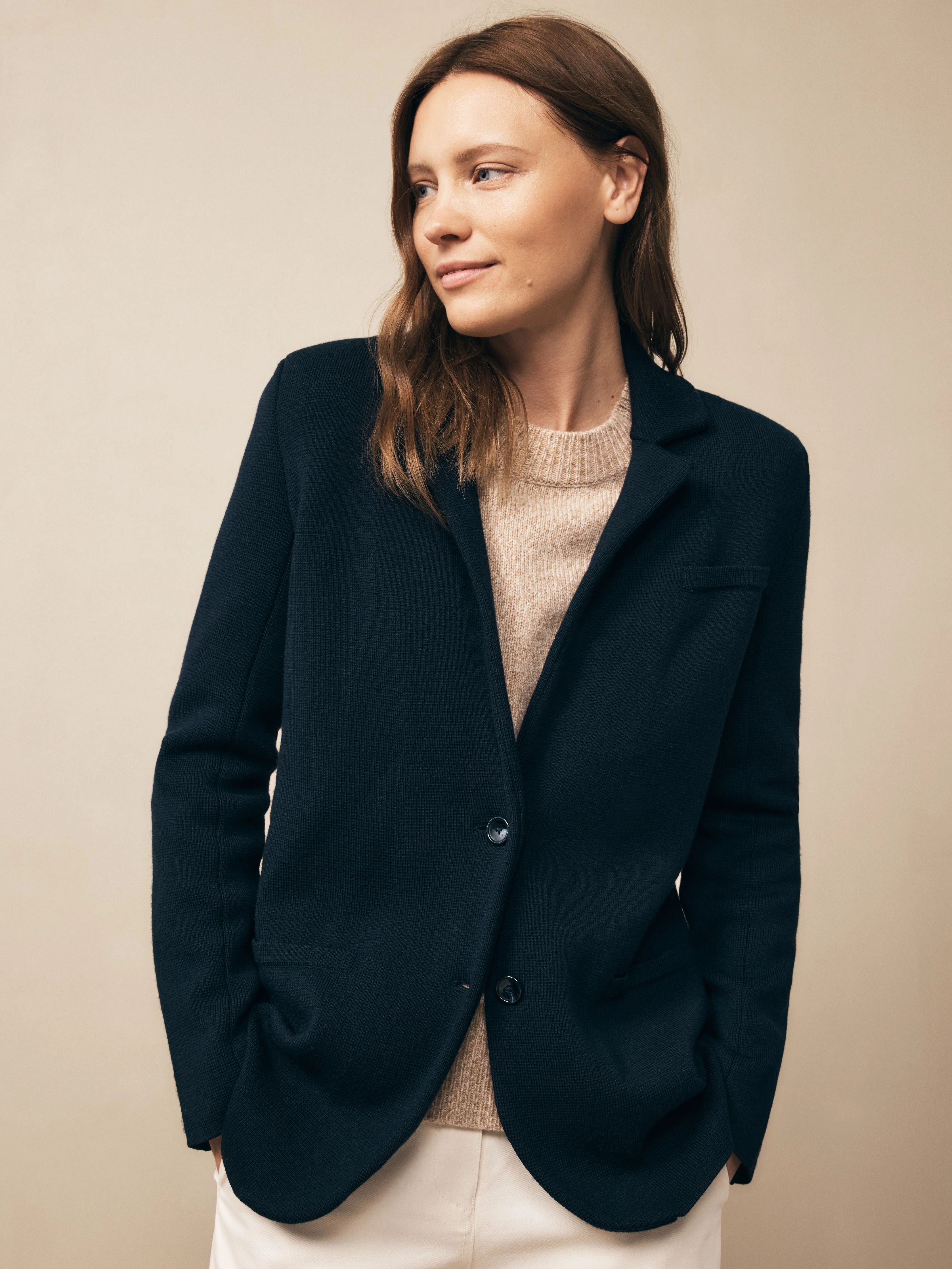 Knit Boyfriend Blazer in wool | TWP