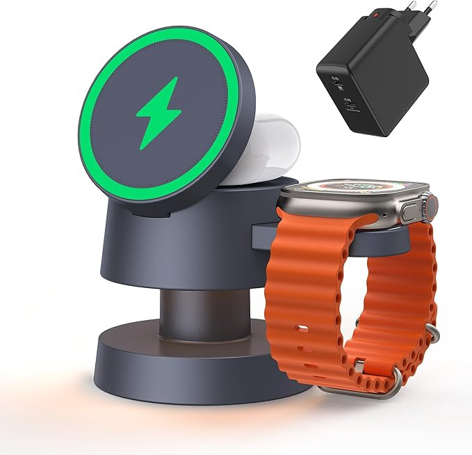 iVANKY 4 in 1 Wireless Charging Station with Night-Lamp for MagSafe Charger Travel Stand, 3 in 1 ... | Amazon (US)
