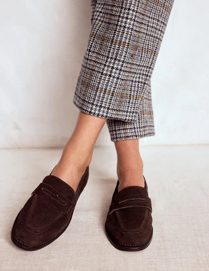 Nya Penny Loafers-Bitter Chocolate Suede | Boden UK