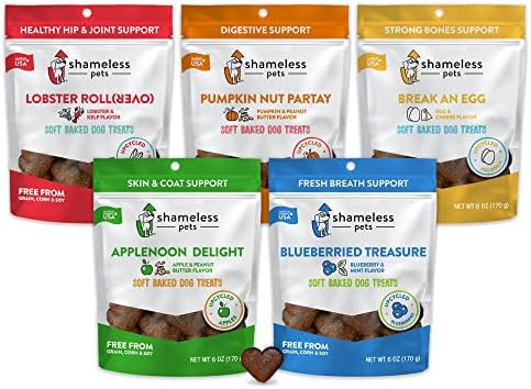 Amazon.com : SHAMELESS PETS Soft-Baked Dog Treats, 6oz (Variety Pack, 5-Pk) | Clean, Natural, Gra... | Amazon (US)