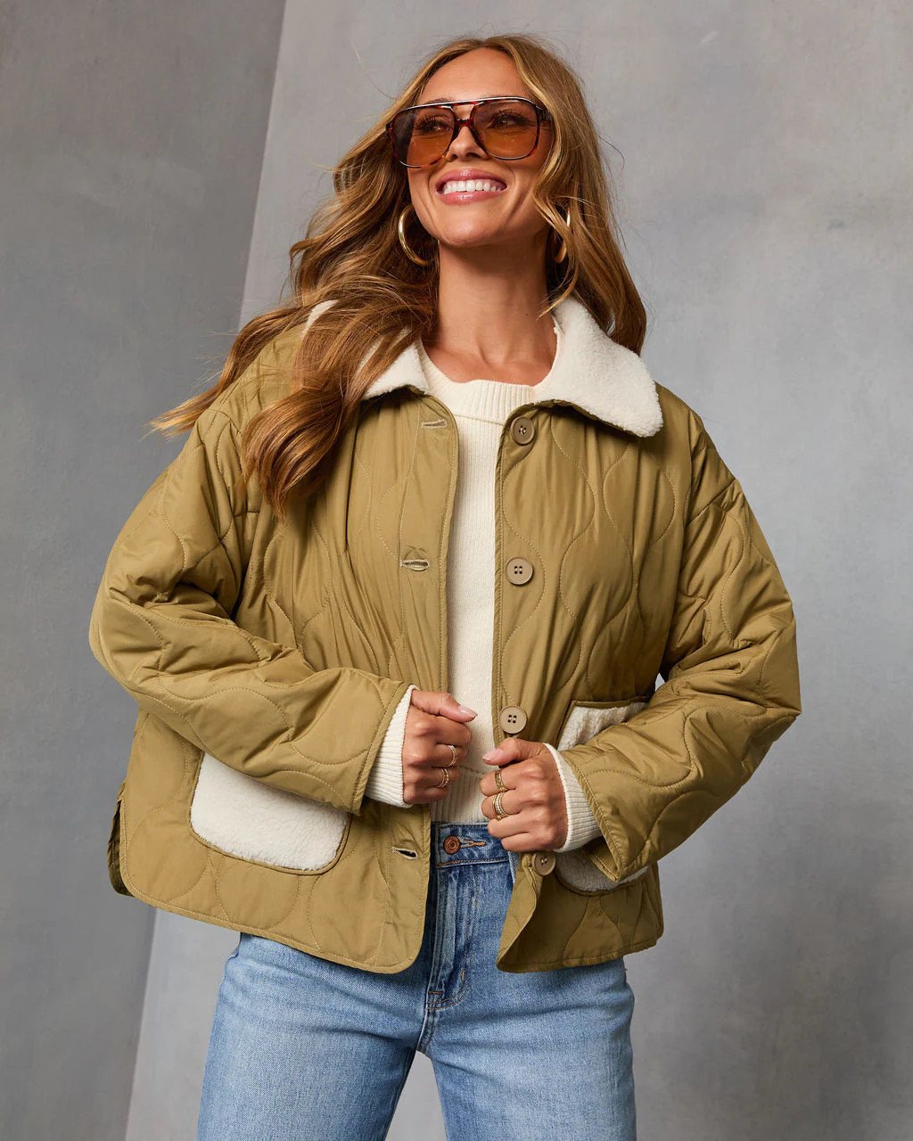 Glazed Mornings Sherpa Trim Quilted Puffer Jacket | VICI