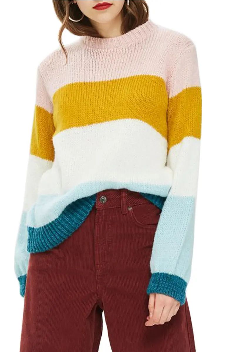 Topshop Colorblock Knit Pullover | Nordstrom