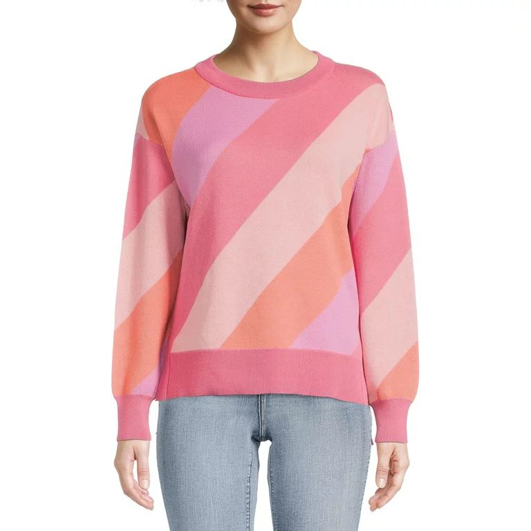 Time and Tru Women's Long Sleeve Fashion Sweater, Lightweight | Walmart (US)