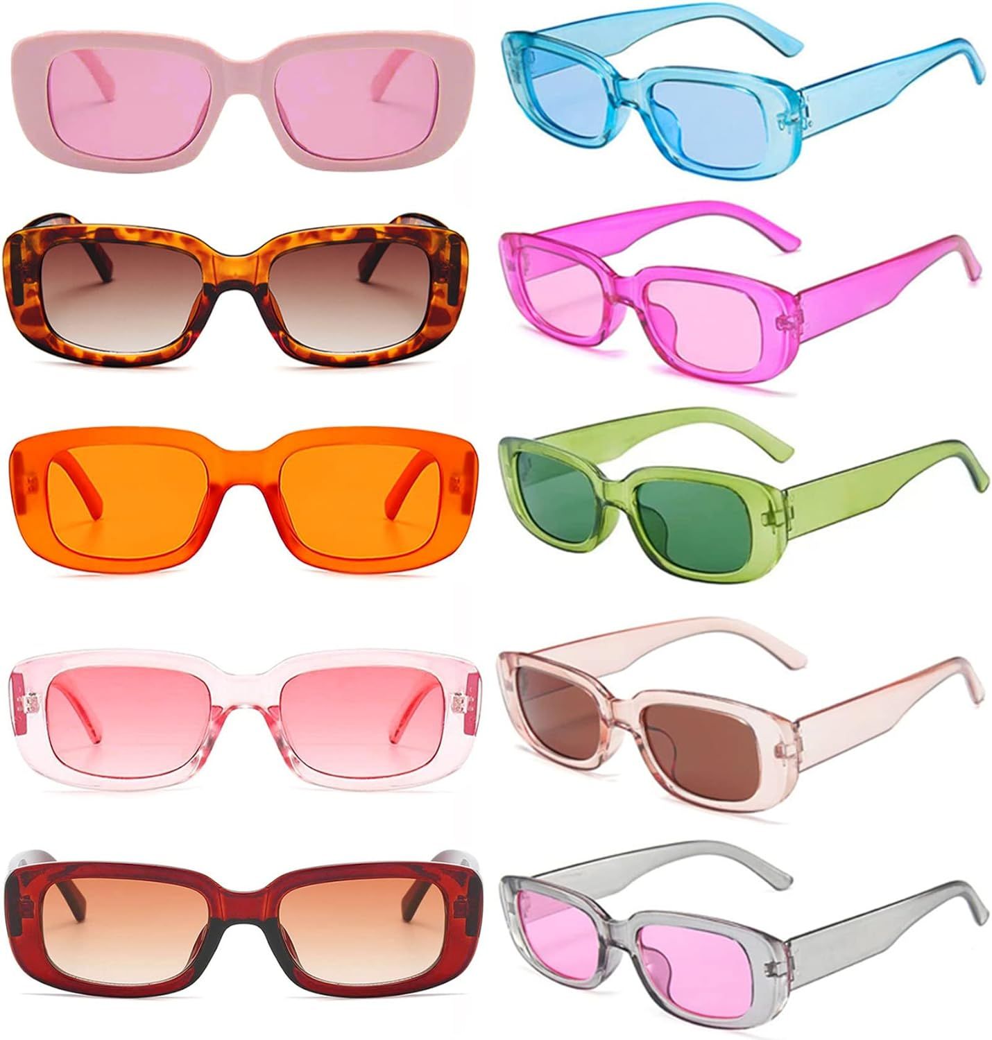 10 Pack Party Sunglasses Bulk Small Retro Rectangle Sunglasses Women 90s Vintage Square Glasses Y2k  | Amazon (US)