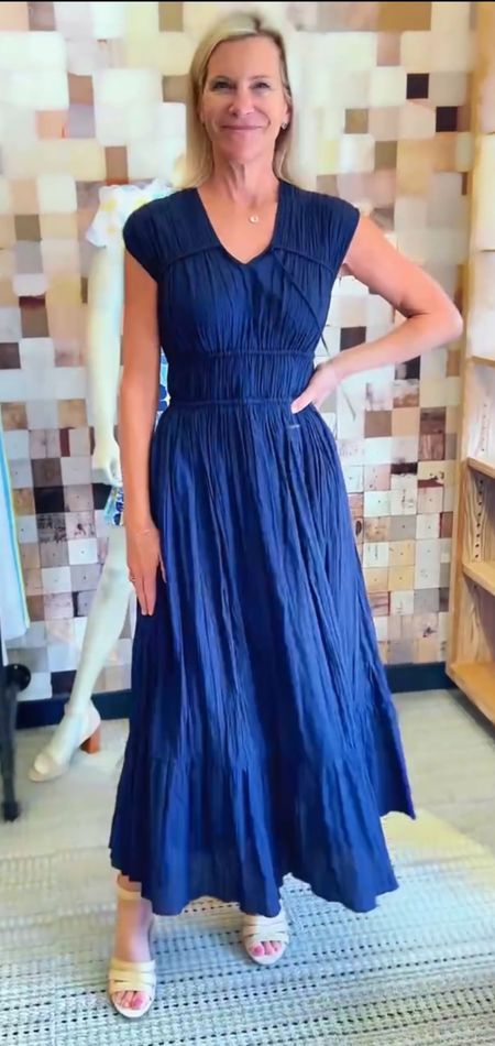 Absolutely loving this Navy Minna Sleeveless Dress paired with the Bistro Heels from J. McLaughlin! This floaty cotton crinkle maxi dress is perfect for any time of day. #SummerStyle #EffortlessChic
#OOTD #MaxiDress #SummerFashion #JMcLaughlin #NavyDress #BistroHeels #FashionFinds #StyleInspo #DayToNight #FashionLovers #ChicAndComfy



#LTKOver40 #LTKShoeCrush #LTKStyleTip