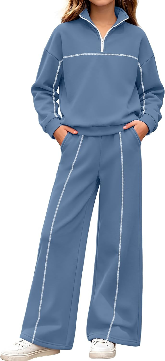Girls Clothes Fall Winter Sweatshirt Wide Leg Pants Sweatsuit | Amazon (US)