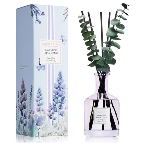 COCORRÍNA Lavender Eucalyptus Reed Diffuser – 6.76 oz Essential Oil with 8 Reeds & Real Eucalyptus Sticks, Home Fragrance for Bedroom or Bathroom Décor | Amazon (US)