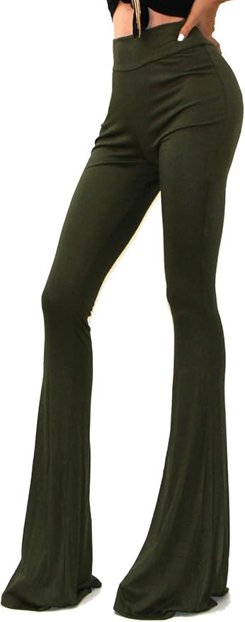 Vivicastle Women's USA Boho Solid Hippie Wide Leg Flared Bell Bottom Pants | Amazon (US)