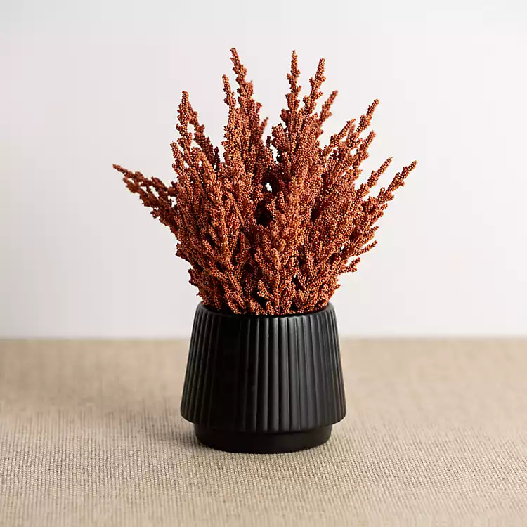 New! Rust Wheat Arrangement in Black Planter | Kirkland's Home