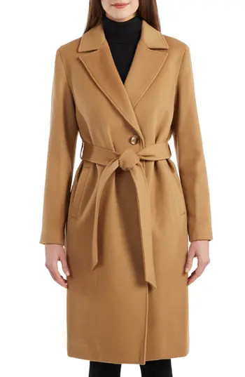 Sofia Cashmere Belted Notch Collar Wool Coat in Camel at Nordstrom Rack, Size 8 | Nordstrom Rack
