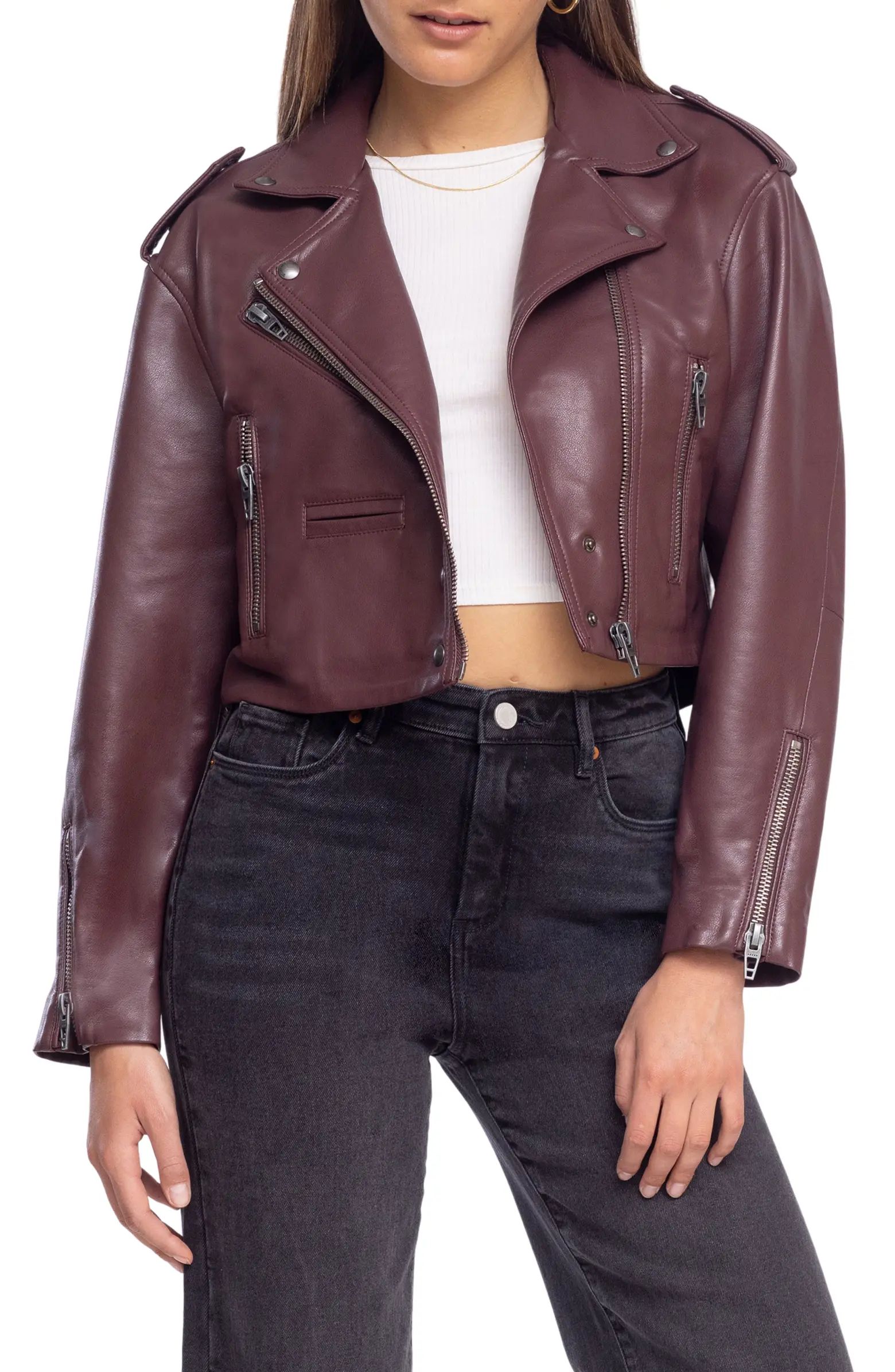 Faux Leather Crop Moto Jacket | Nordstrom